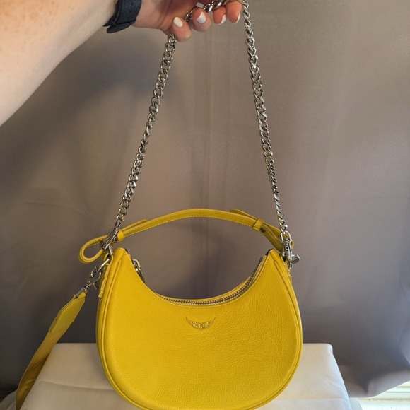 Zadig & Voltaire Moonrock Mini Chain Shoulder Crossbody Hand Bag Yellow - EUC - Picture 8 of 10